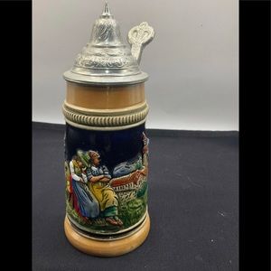 VINTAGE SMALL GERMAN BEER STEIN - 5 1/2" TALL - WITH PEWTER LID -  Egon Bay